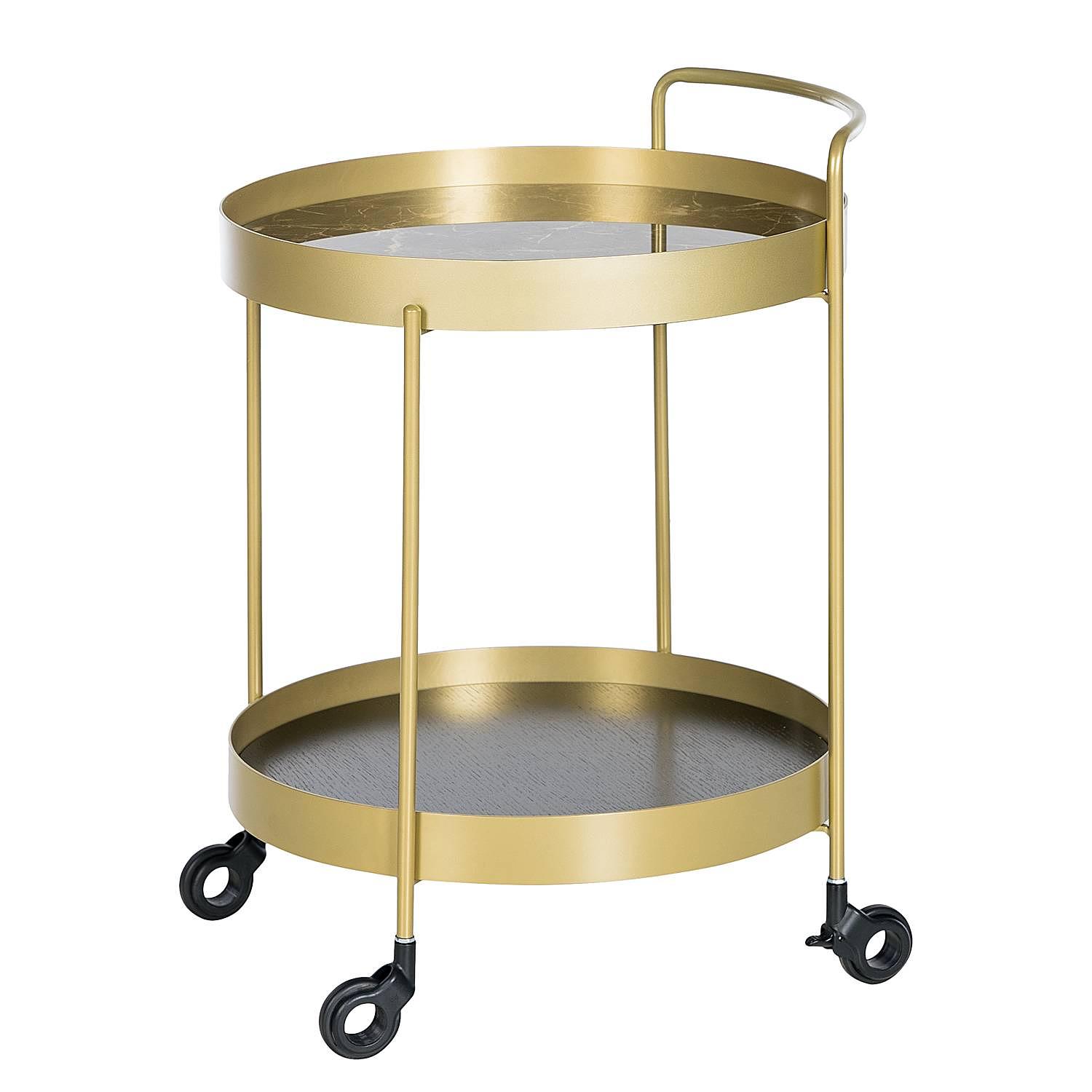 Servierwagen GLENDING Keramik Stahl Marmor Braun Gold 0