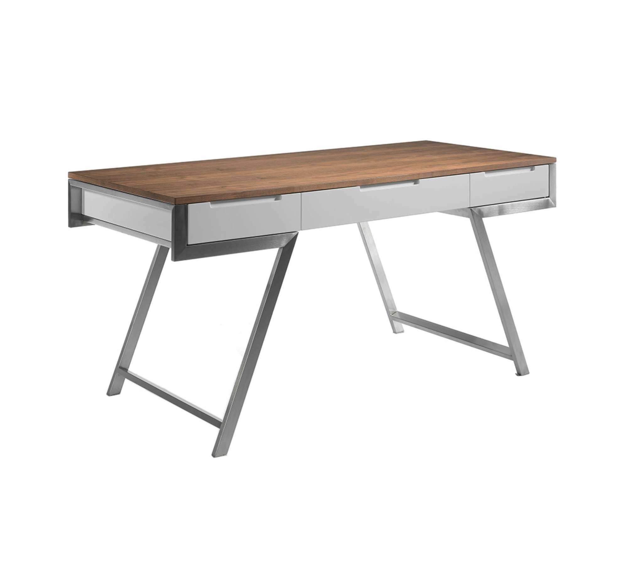 Schreibtisch Nussbaumholz Metall Braun 0