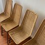 4x Vintage Esszimmerstuhl Rattan Metall 1960er Jahre 1