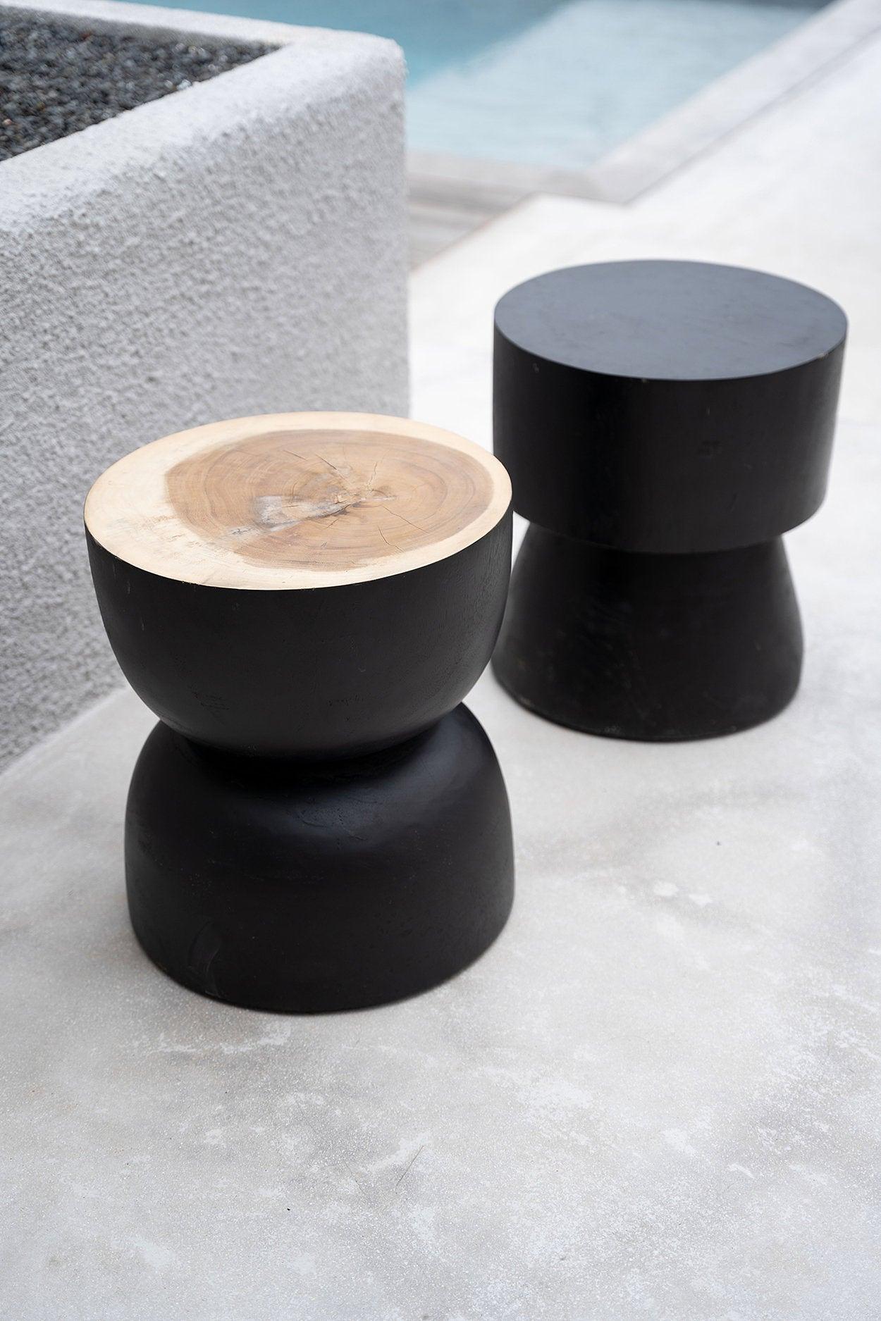 The Karbun Stool Black Natural ø50cm 3