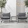 Lounge chair Moda set of 3 steel woven fabric grey 0
