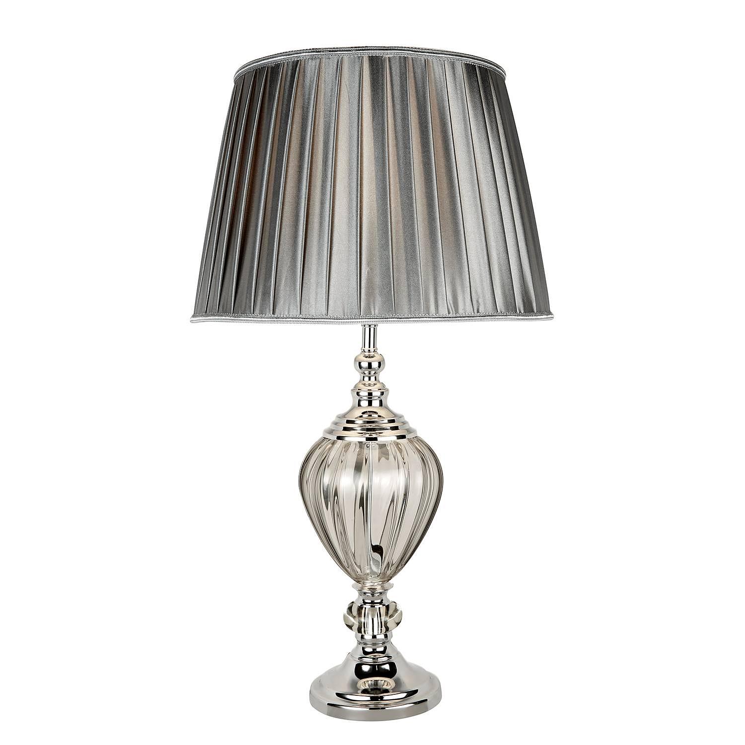 Table lamp Greyson mixed fabric 1-light glass silver 1