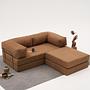 Comfort Schlafsofa 2-Sitzer mit Hocker Braun 1