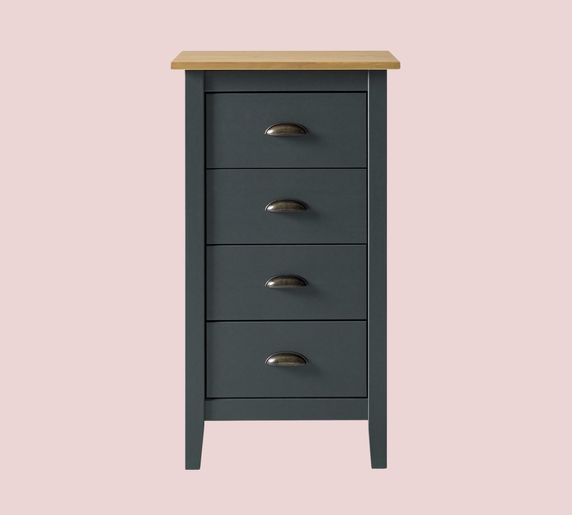 Kommode mit 4 Schubladen Massivholz Anthrazit 1