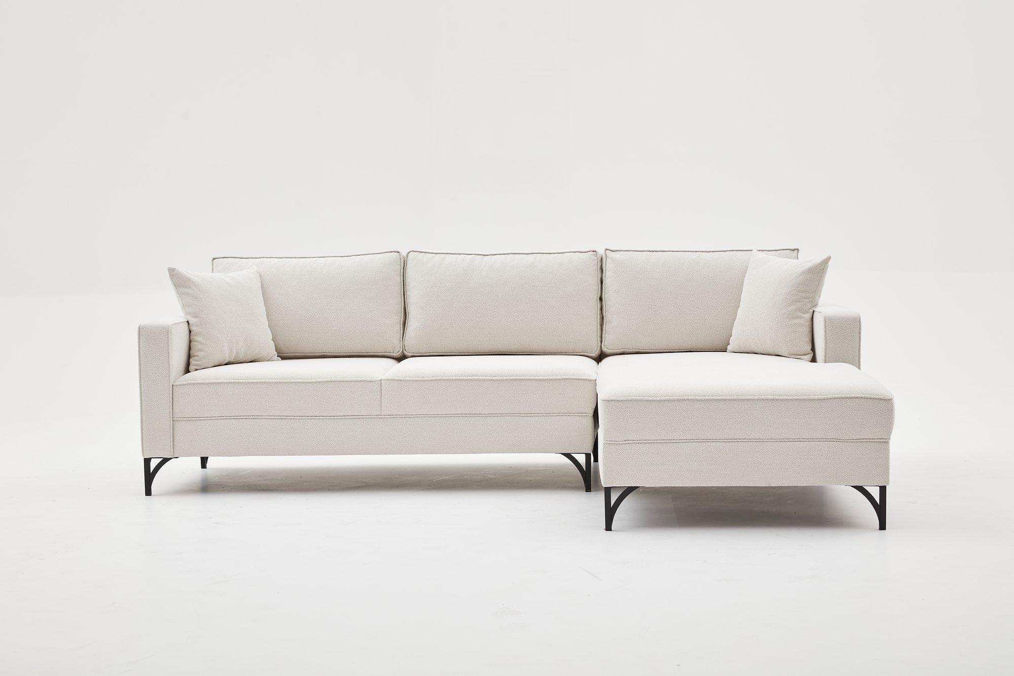 Lima Sofa Récmaiere Rechts Creme mit schwarzen Beinen 2