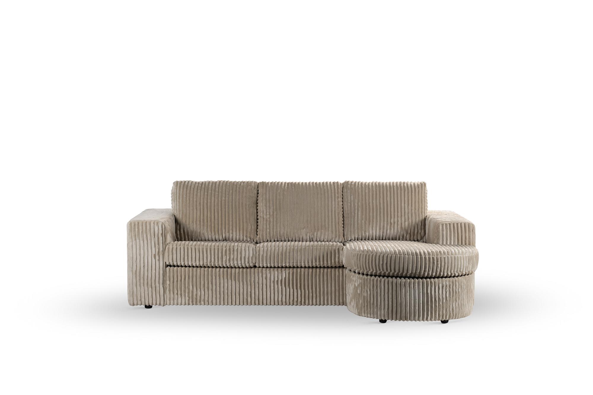 Sofa 3-Seater Chaiselongue Left Right Beige 3