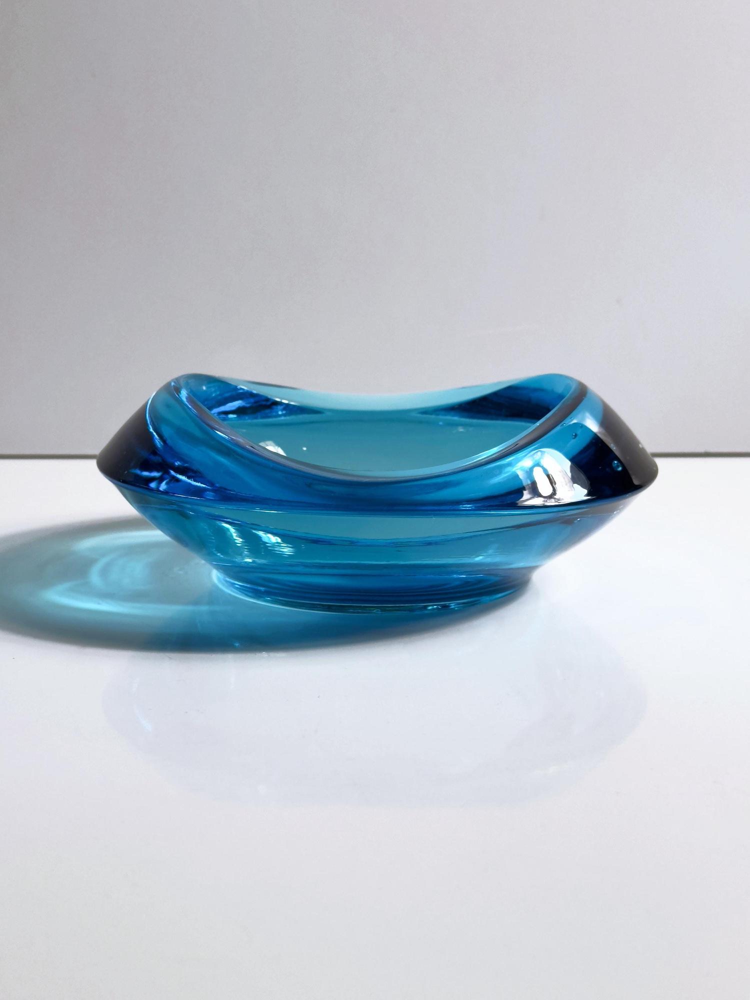 Vintage Aschenbecher Glas Azur 1960er Jahre 4