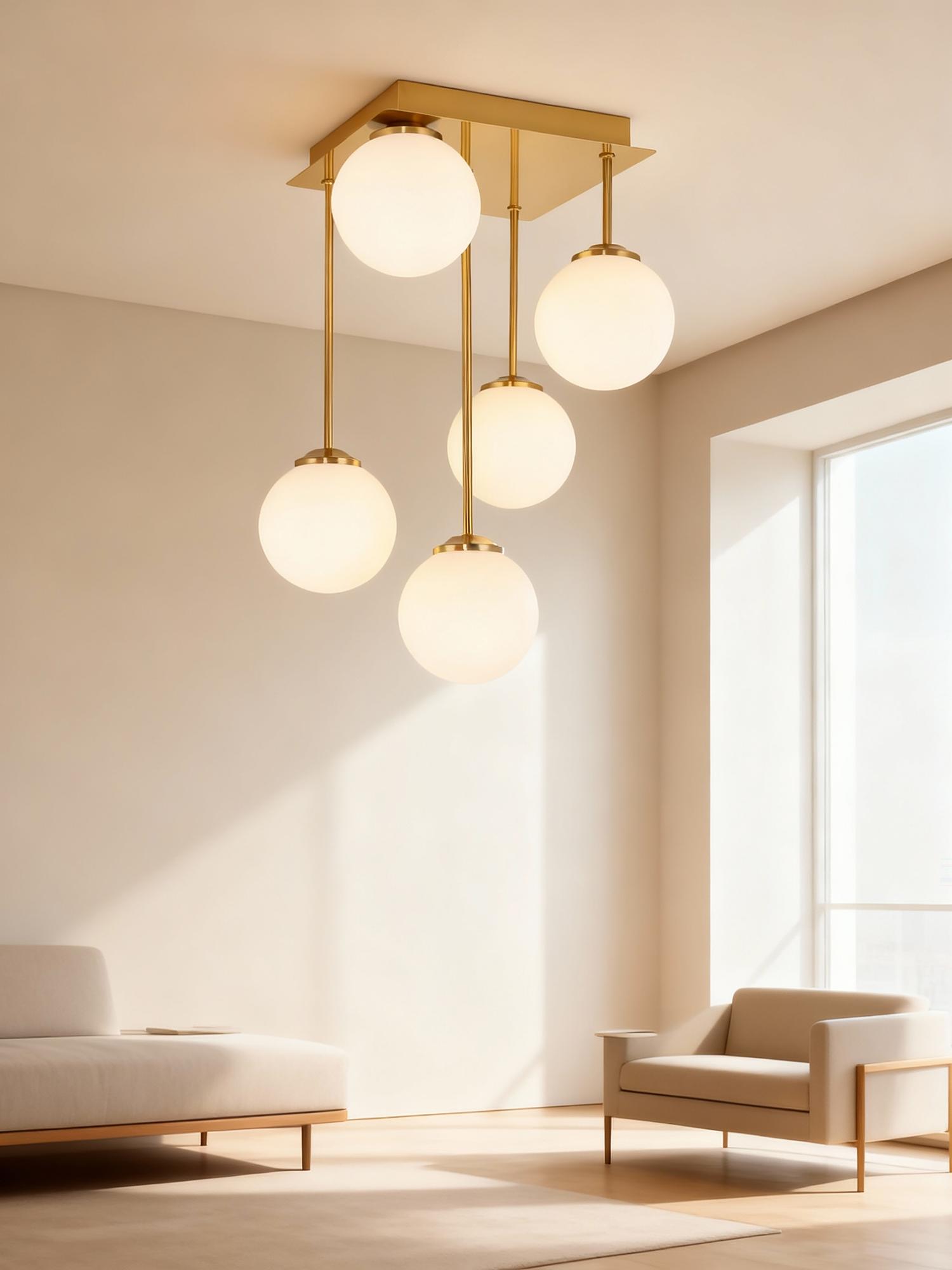 Bosken Deckenleuchte 5-flammig Gusseisen Milchglas 2