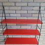 Vintage Wandregal Holz Stahl Rot 4