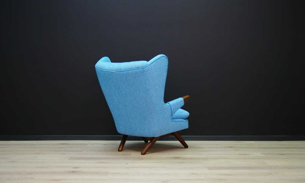 Vintage Armchair Teak Textile Blue 1960s 6