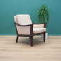 Vintage armchair wood fabric cream 1970s 1