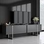 Luxe TV-Schrank Holzfurnier Anthrazit Silber 1