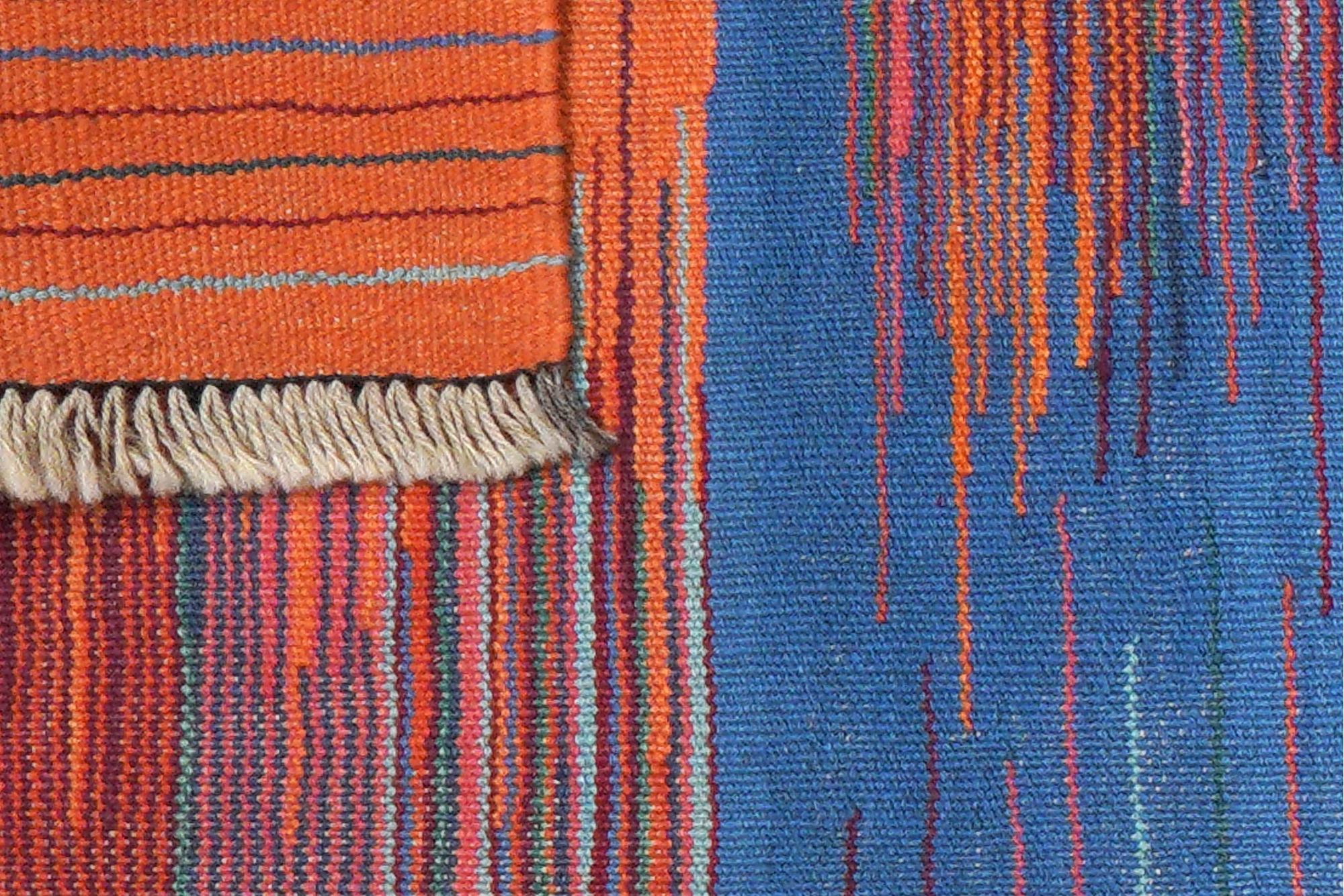 Kilim Gashgai Teppich Blau Orange 4