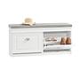 Estha I Shoe cabinet Bench with seat cushion Wood White Gray 1