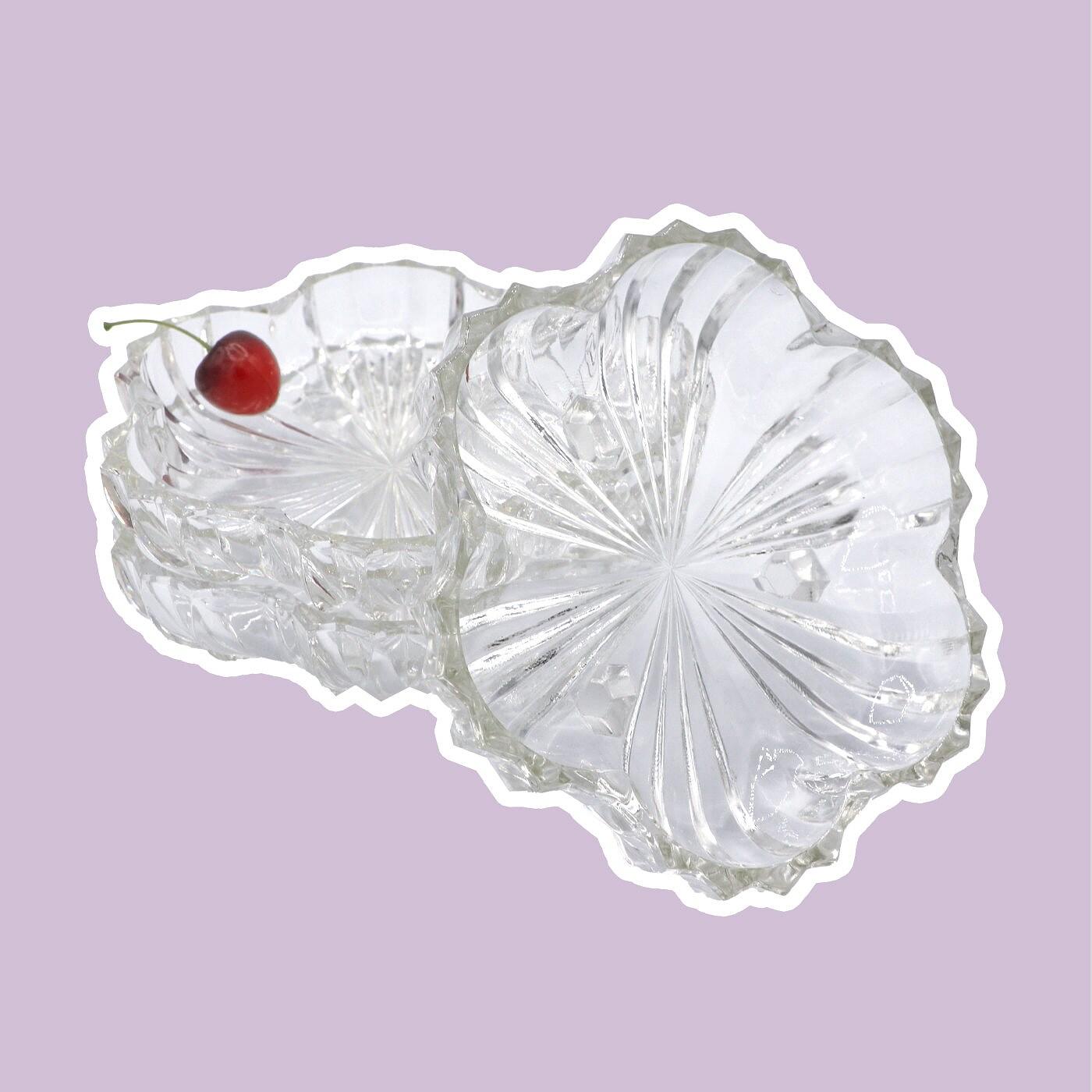 3x Vintage Cherry Blossom Bowl Crystal 1980s 0