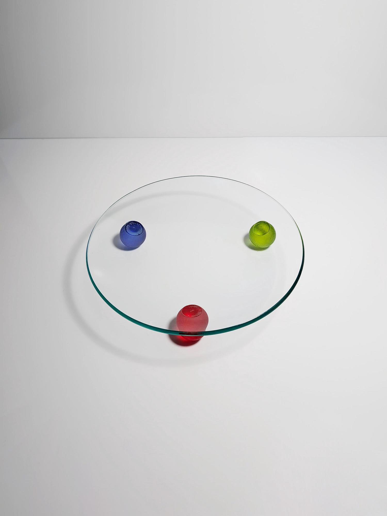 Vintage Postmoderne Schale Glas 1990er Jahre 4