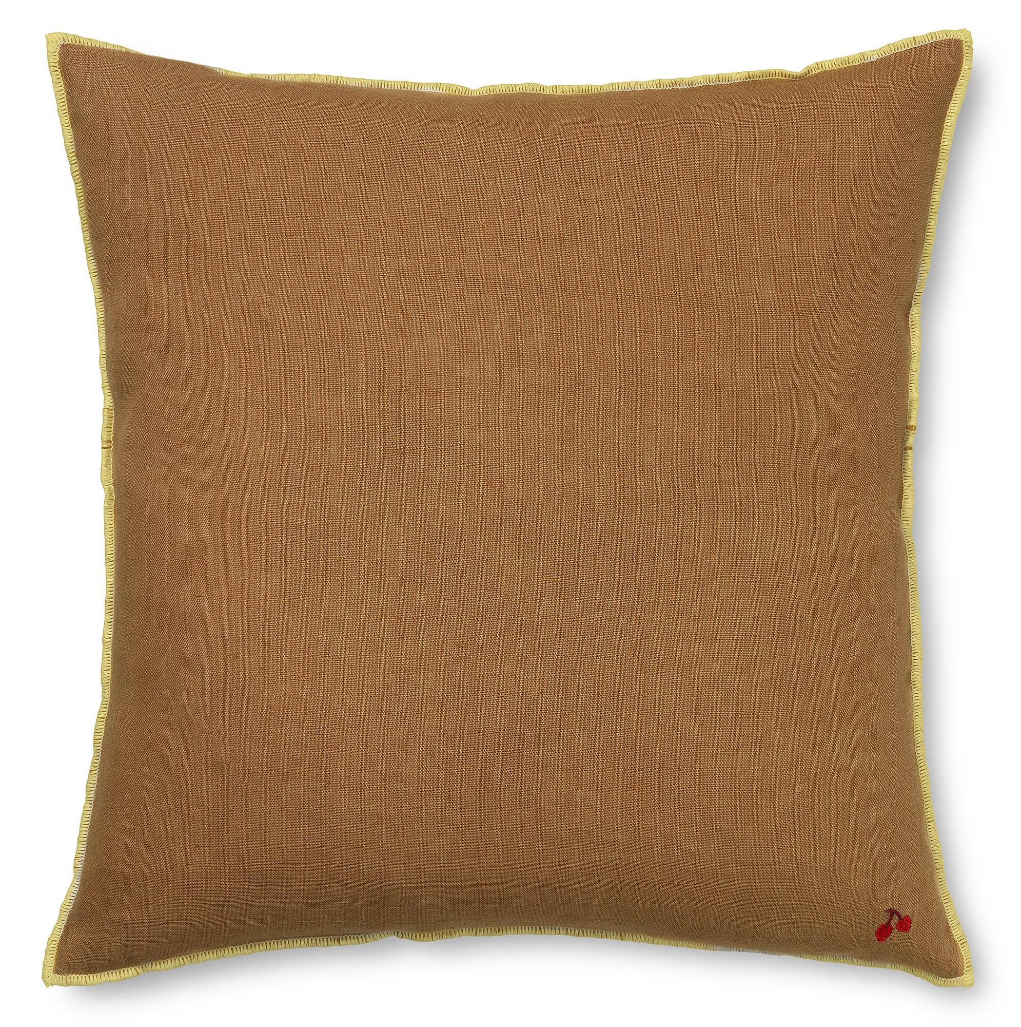 Contrast Linen Kissen Leinen Federfüllung Braun 0