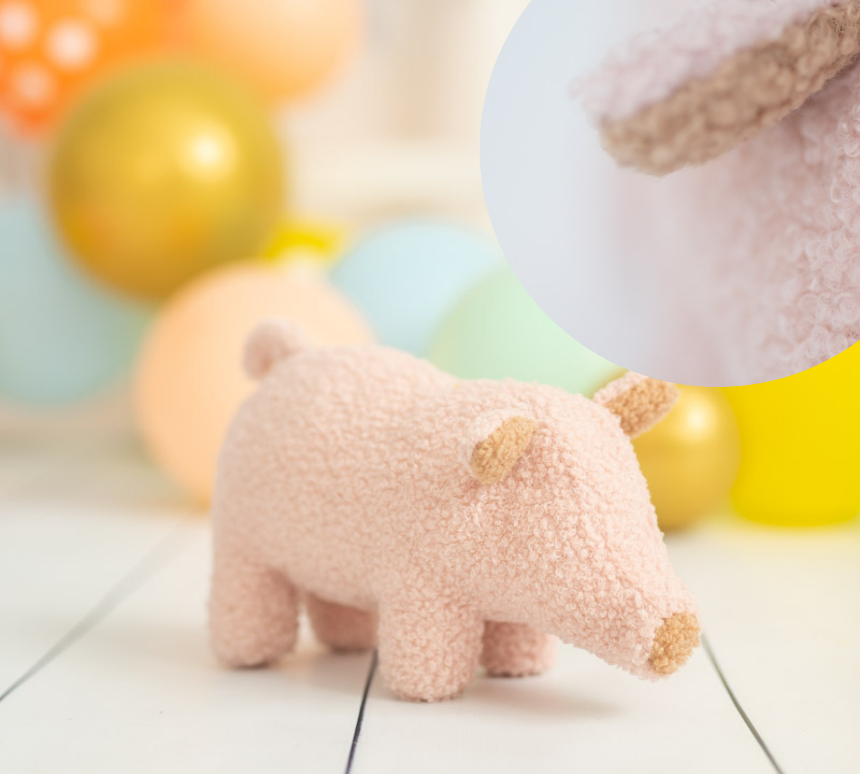 Baby Elephant & Pig Plush Toy Cotton Grey Pink 2