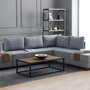 Schlafsofa Récamiere Rechts Polyester Holz Grau 0