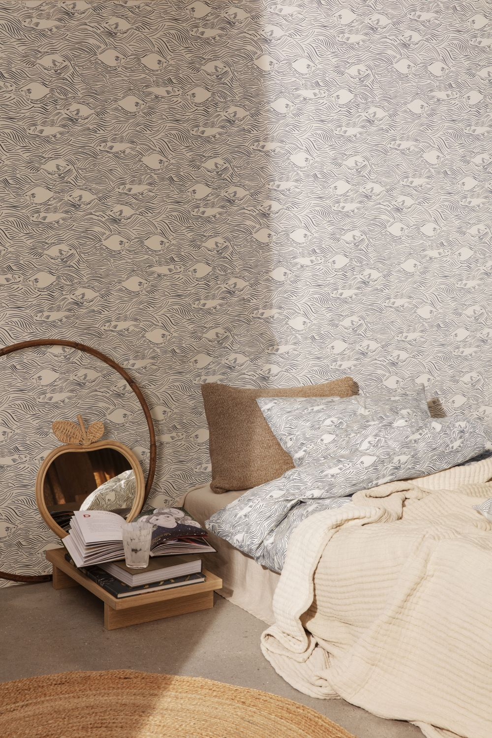 Apfel Spiegel Rattan Beige 2
