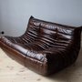Togo Sofa 2-seater High-gloss leather Dark brown 2