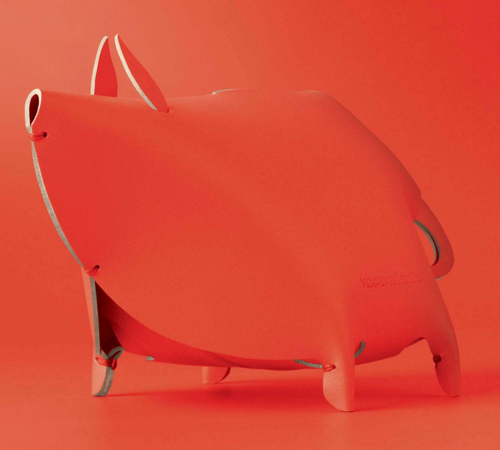 Sparschwein aus 100% Recyceltem Leder aus Spanien Rot 0