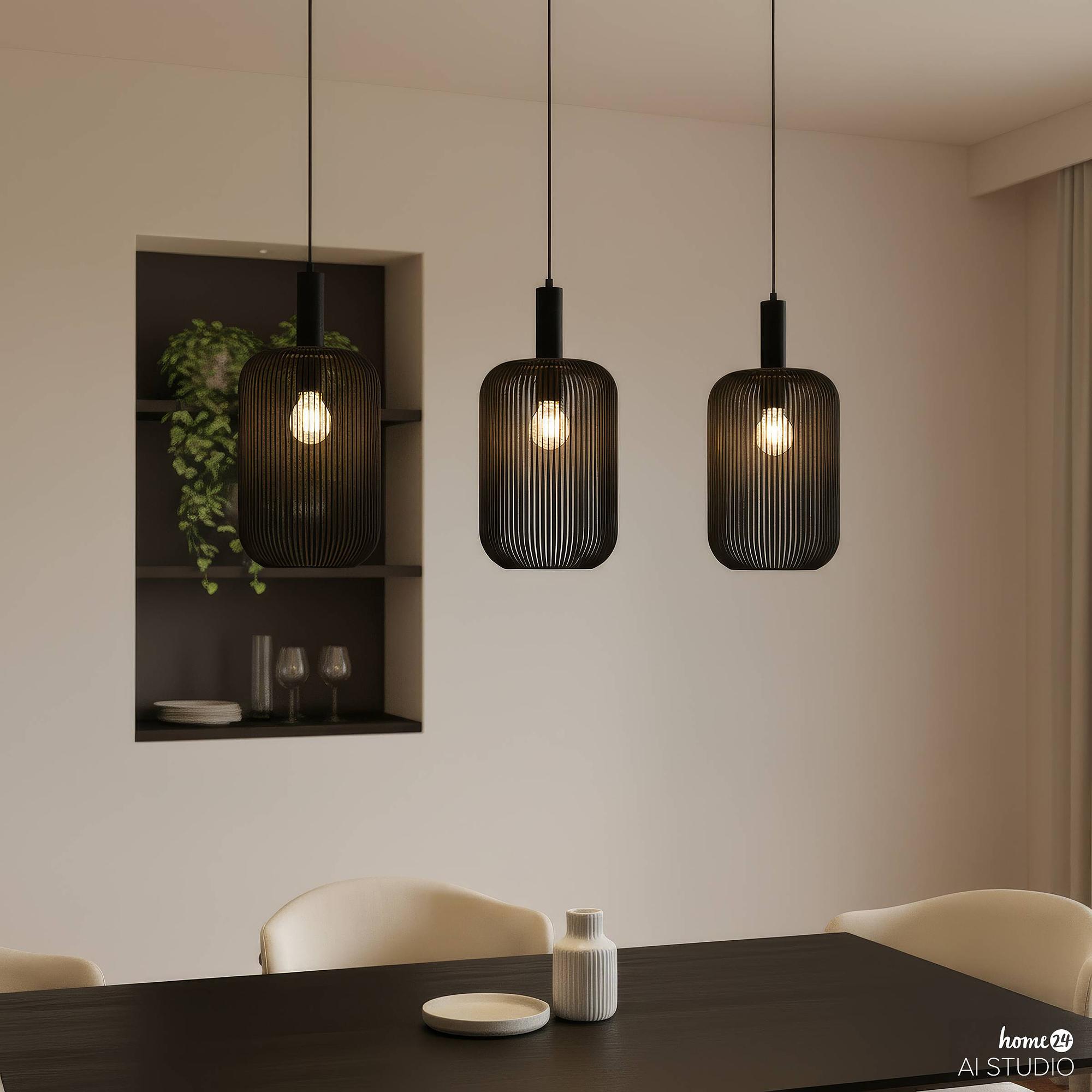 ONI Pendelleuchte 3-flammig Eisen Schwarz 3