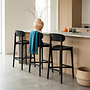 3x Gem Bar Stool Ash Wood Black 0