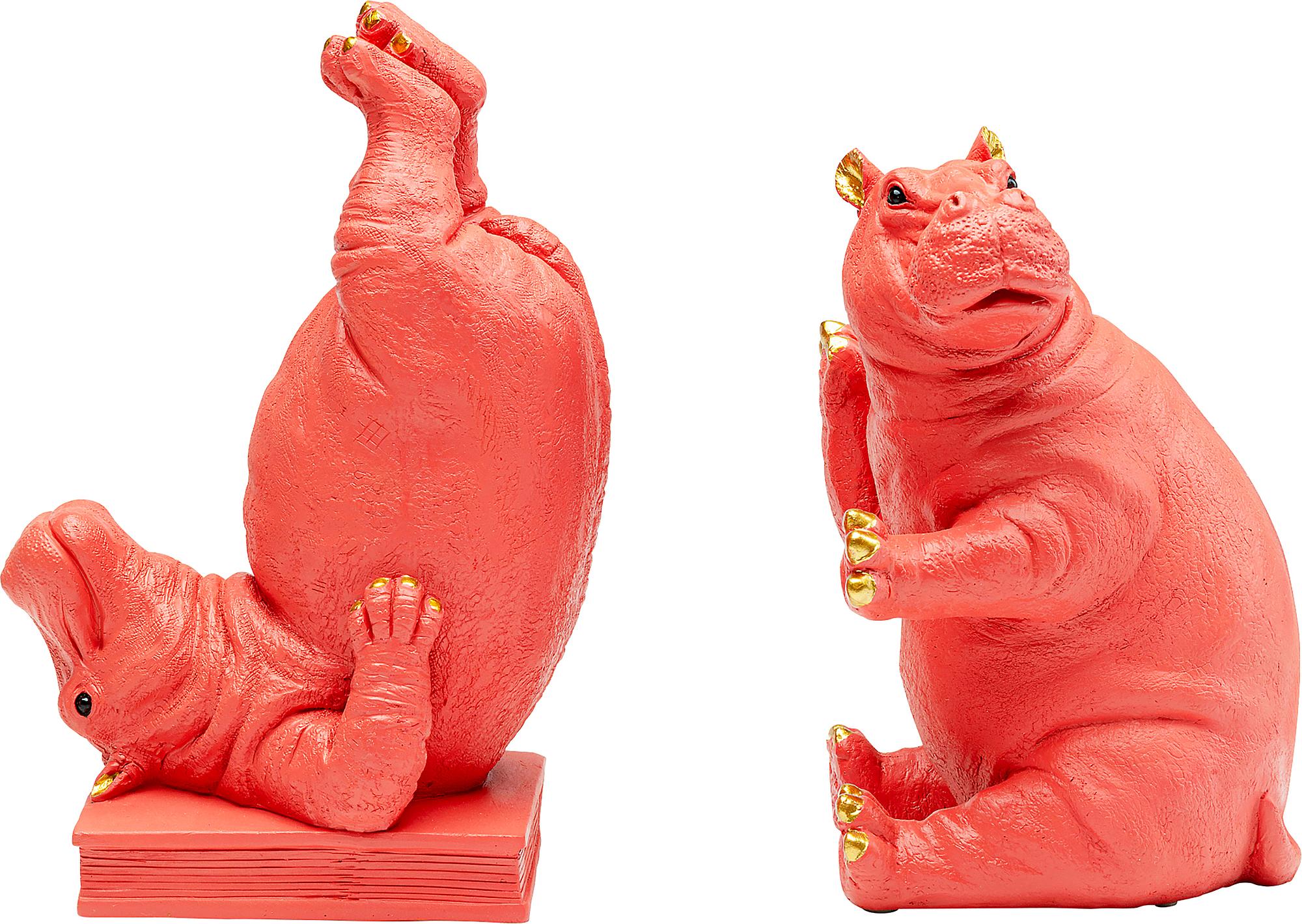 2x Hippo Buchstütze-Set Pink 19x26x14cm 3