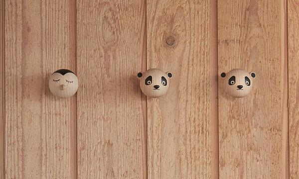 Panda Haken Holz Natur Mini 3
