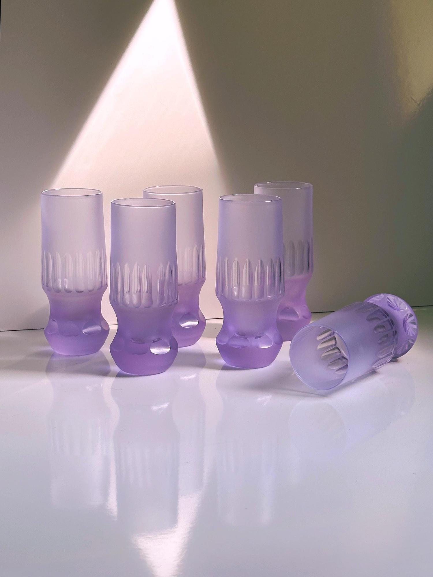 6x Vintage Drinking Glasses Crystal 1970s 1