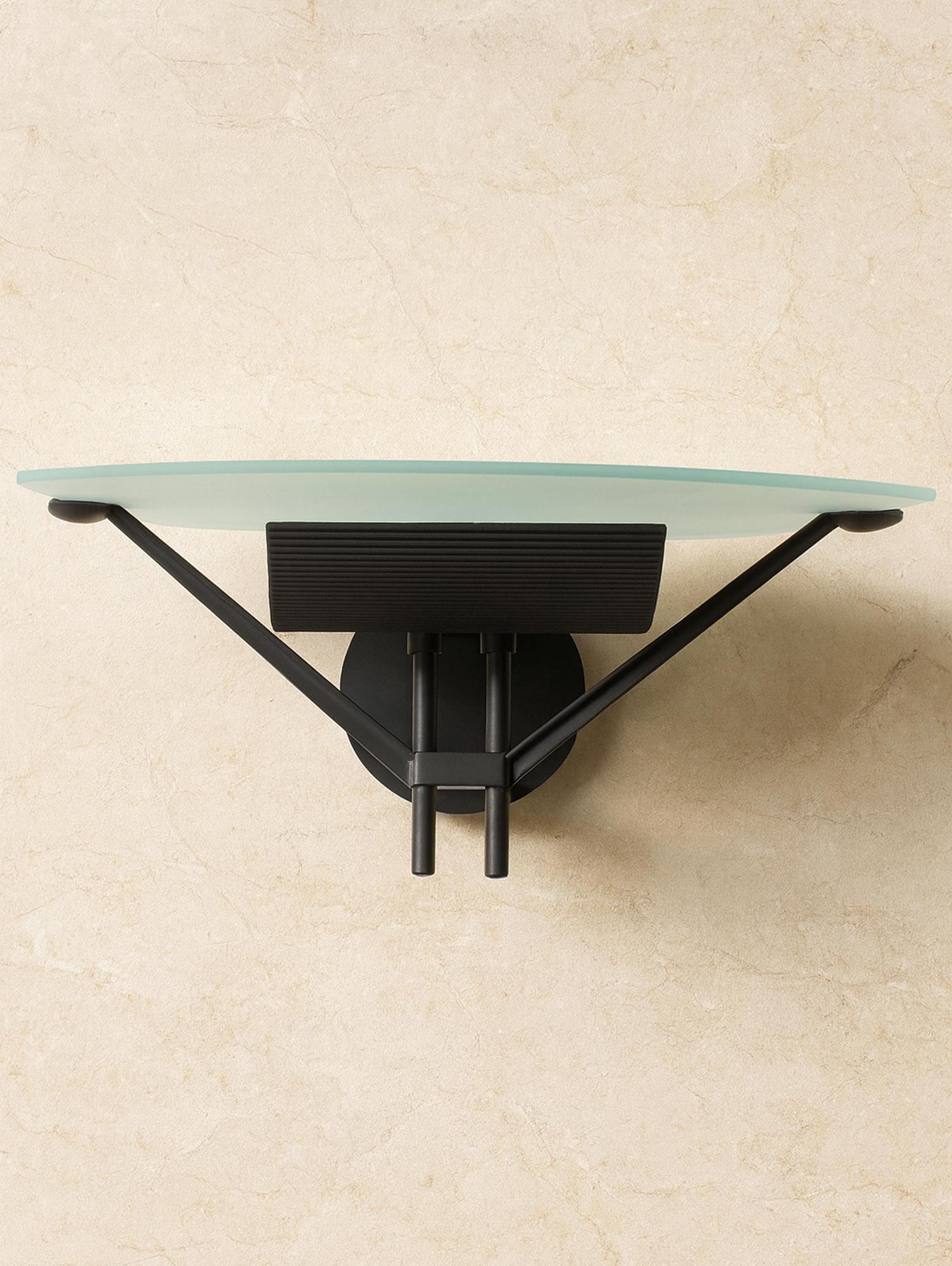 Lampada da parete vetro metallo nero anni '80 0