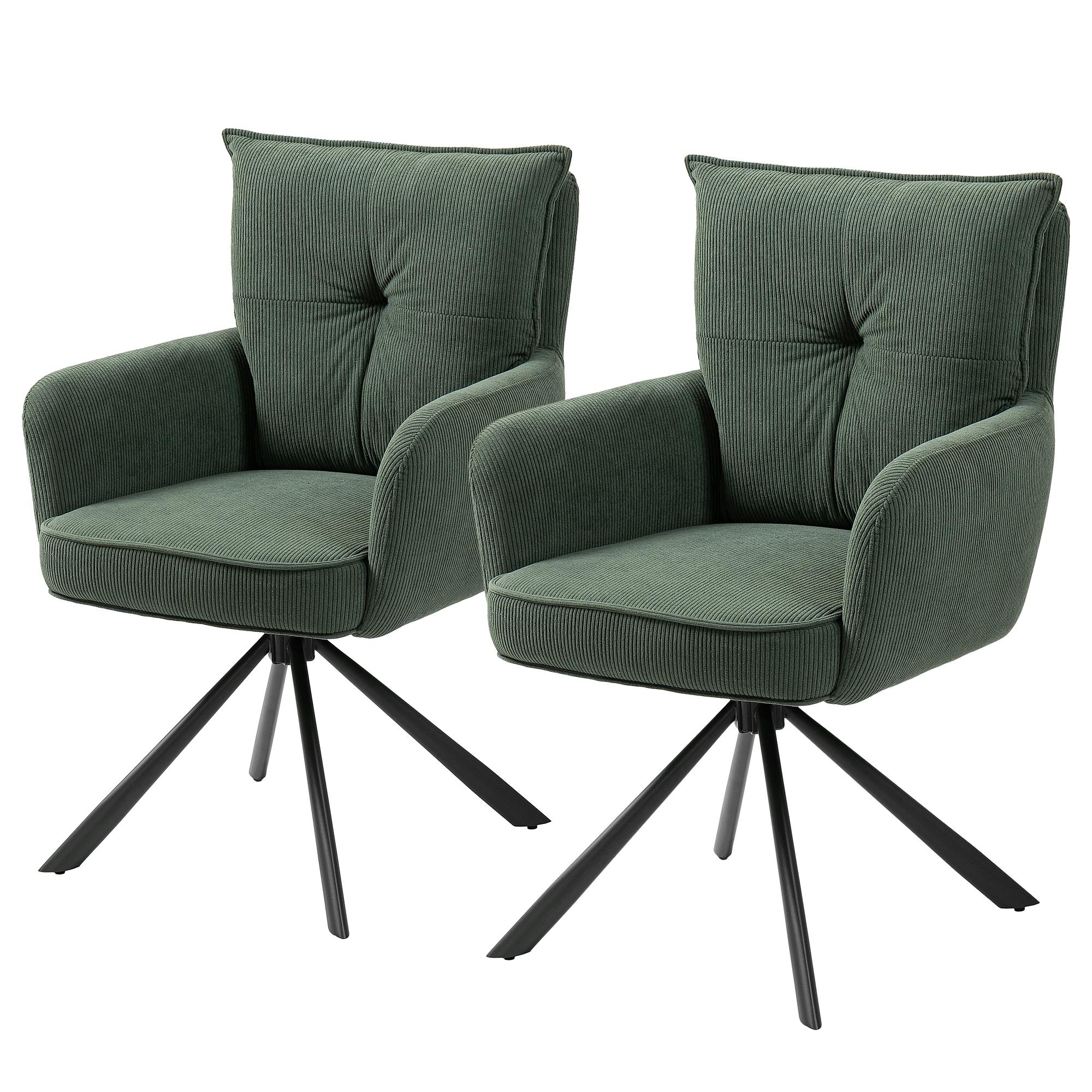 Didrip Drehbarer Armlehnenstuhl 2er-Set Cord Dunkelgrün 0