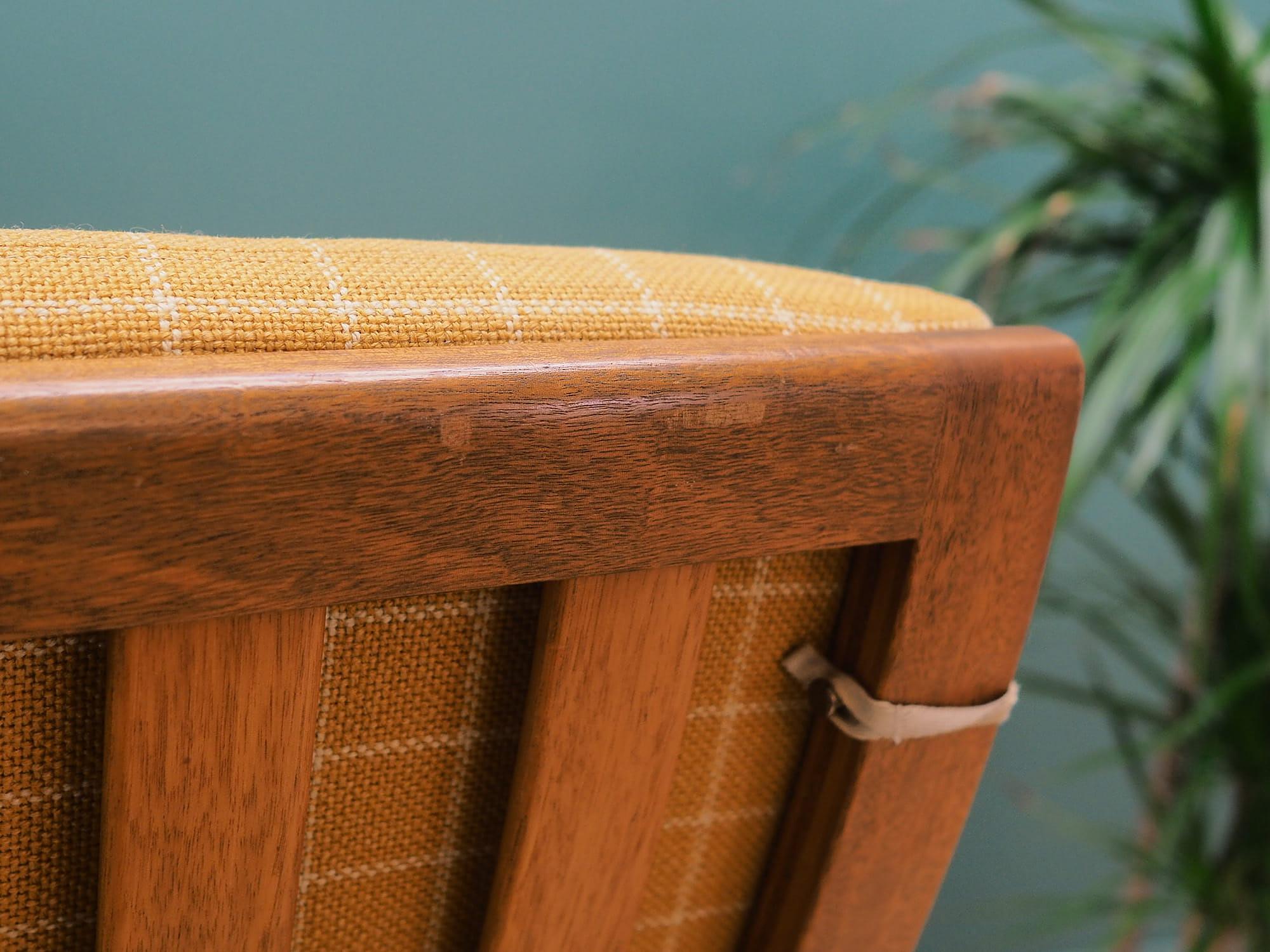 Armchair Teak wood Textile Yellow 1970s 10