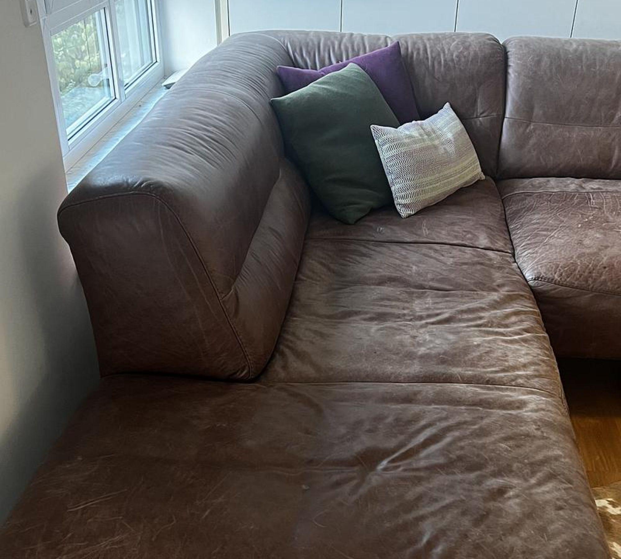 Alessiio Ecksofa Leder Braun 1