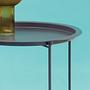 Steel Round Side Table Metal Grey 3