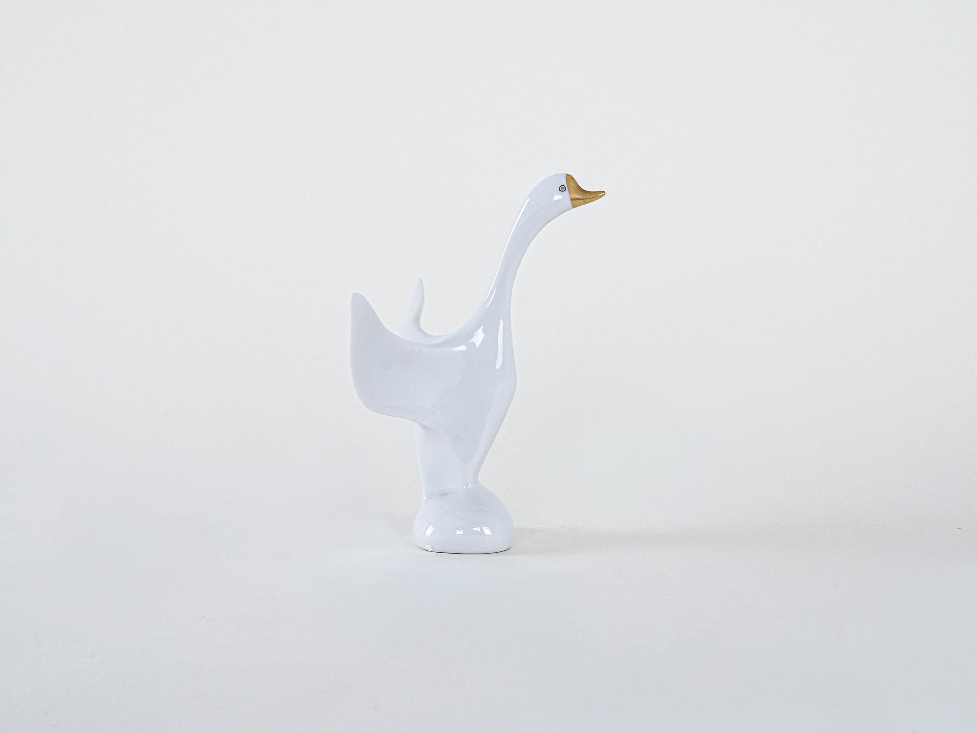 Porzellan-Gans-Figur Weiß 1960er Jahre 3