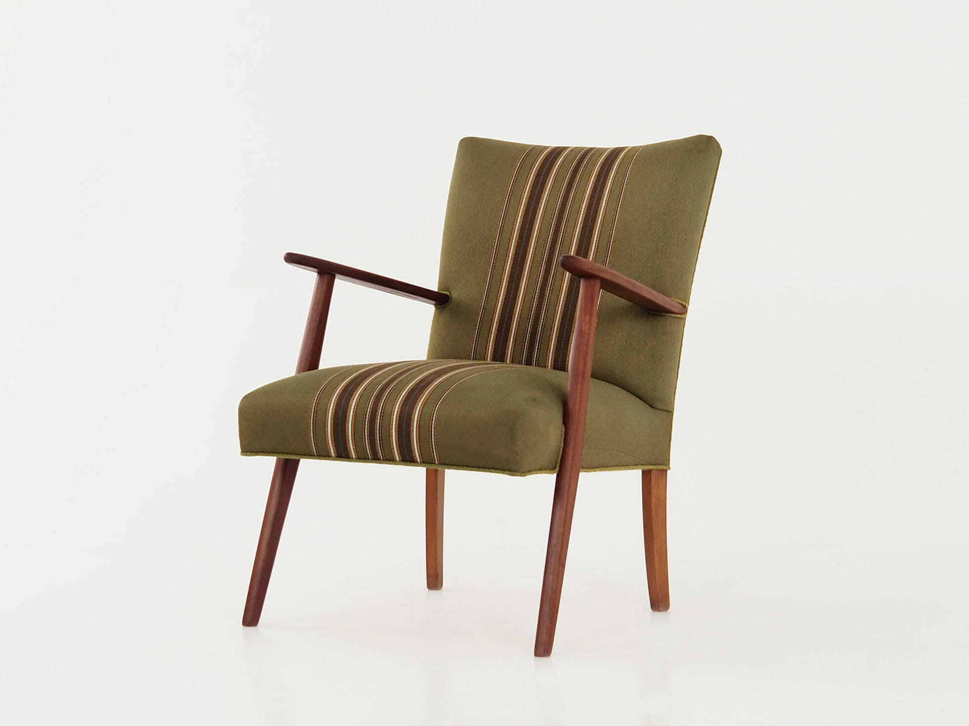 Vintage Stuhl Teakholz Textil Grün 1960er Jahre 2
