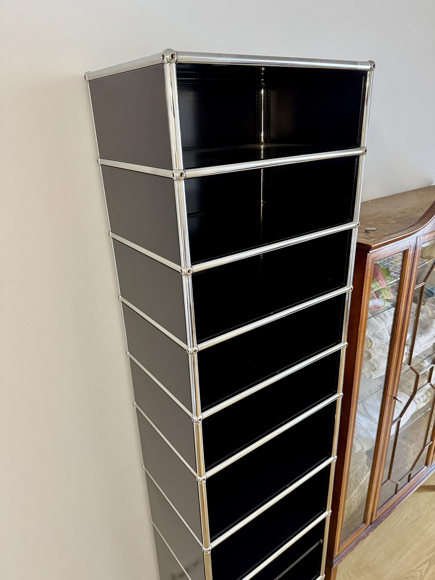 Tower Storage Unit Regal Metall Schwarz 1