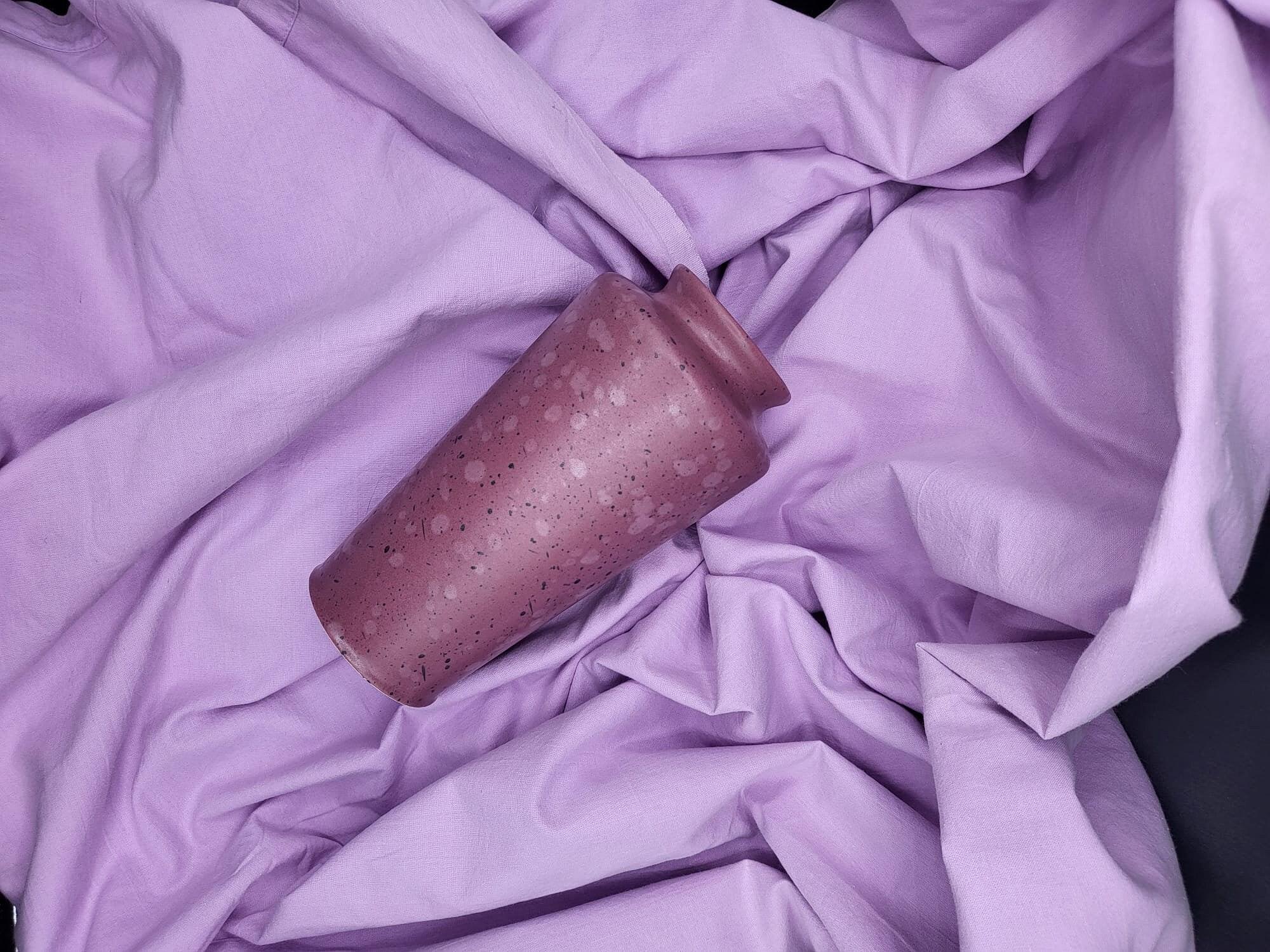 Vaso vintage postmoderno in ceramica rosa anni '90 4