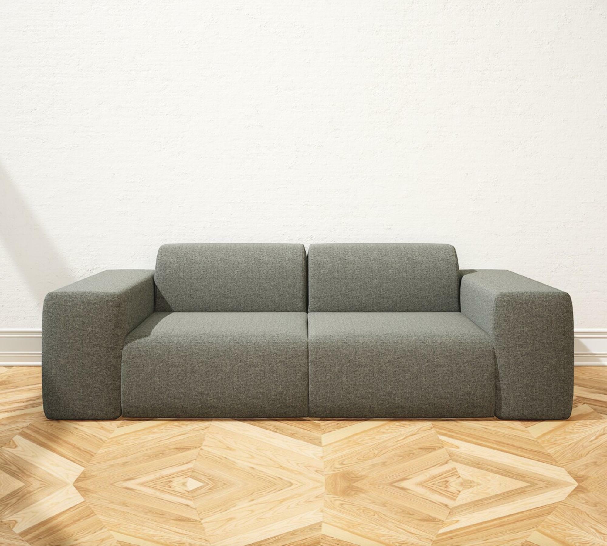 Pyllow Sofa 2-Sitzer Kiesgrau meliert 100% natürliche Wolle 5