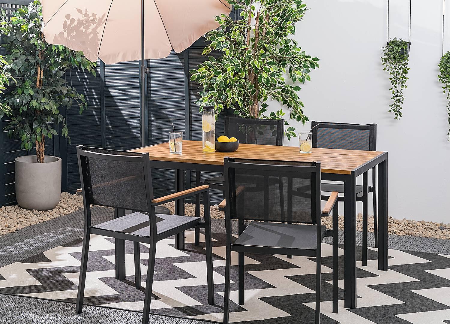 2x Gartenstuhl Daly mit Gitterstoff Schwarz 4