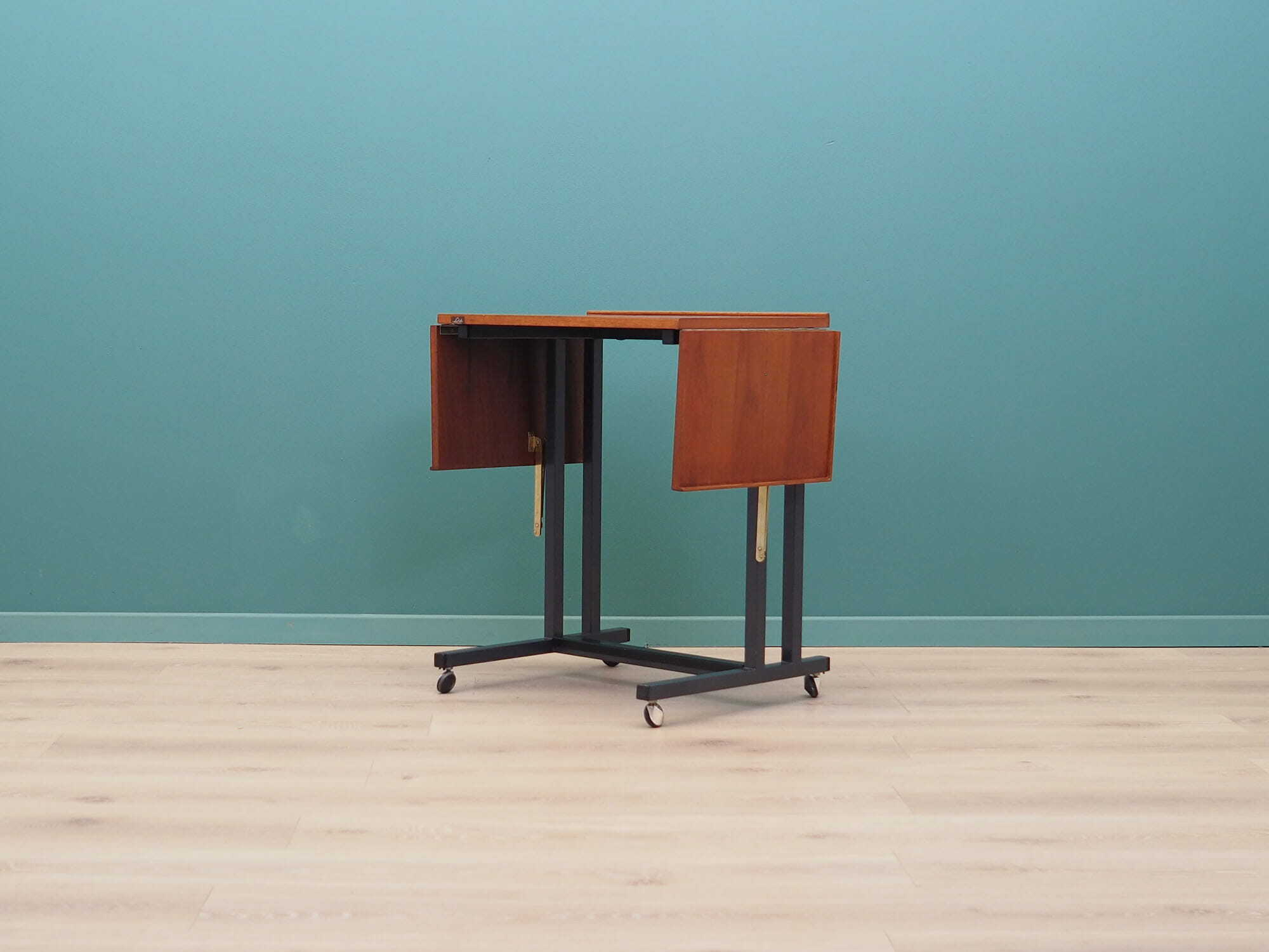 Vintage Table Wood Metal Brown 1970s 1