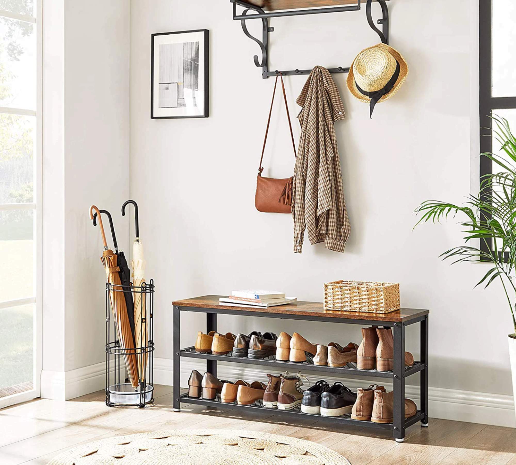 Shoe rack Metal Brown Black 3