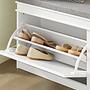 Estha I Shoe cabinet Bench with seat cushion Wood White Gray 2
