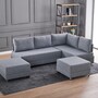 Schlafsofa Récamiere Rechts Polyester Holz Grau 2