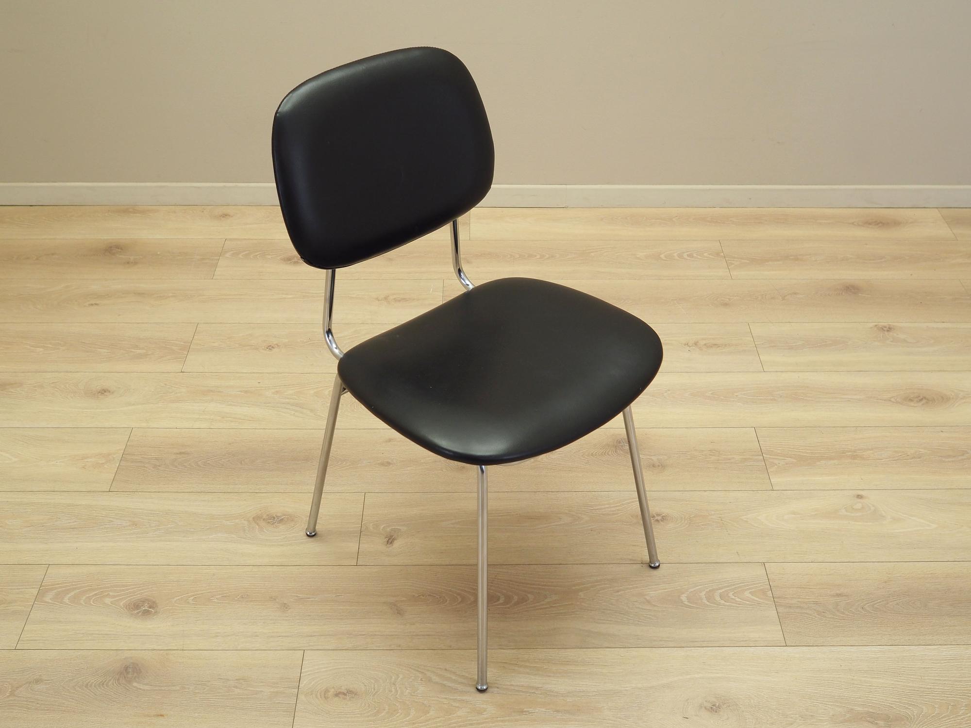 Dining chair faux leather metal 1970s 7
