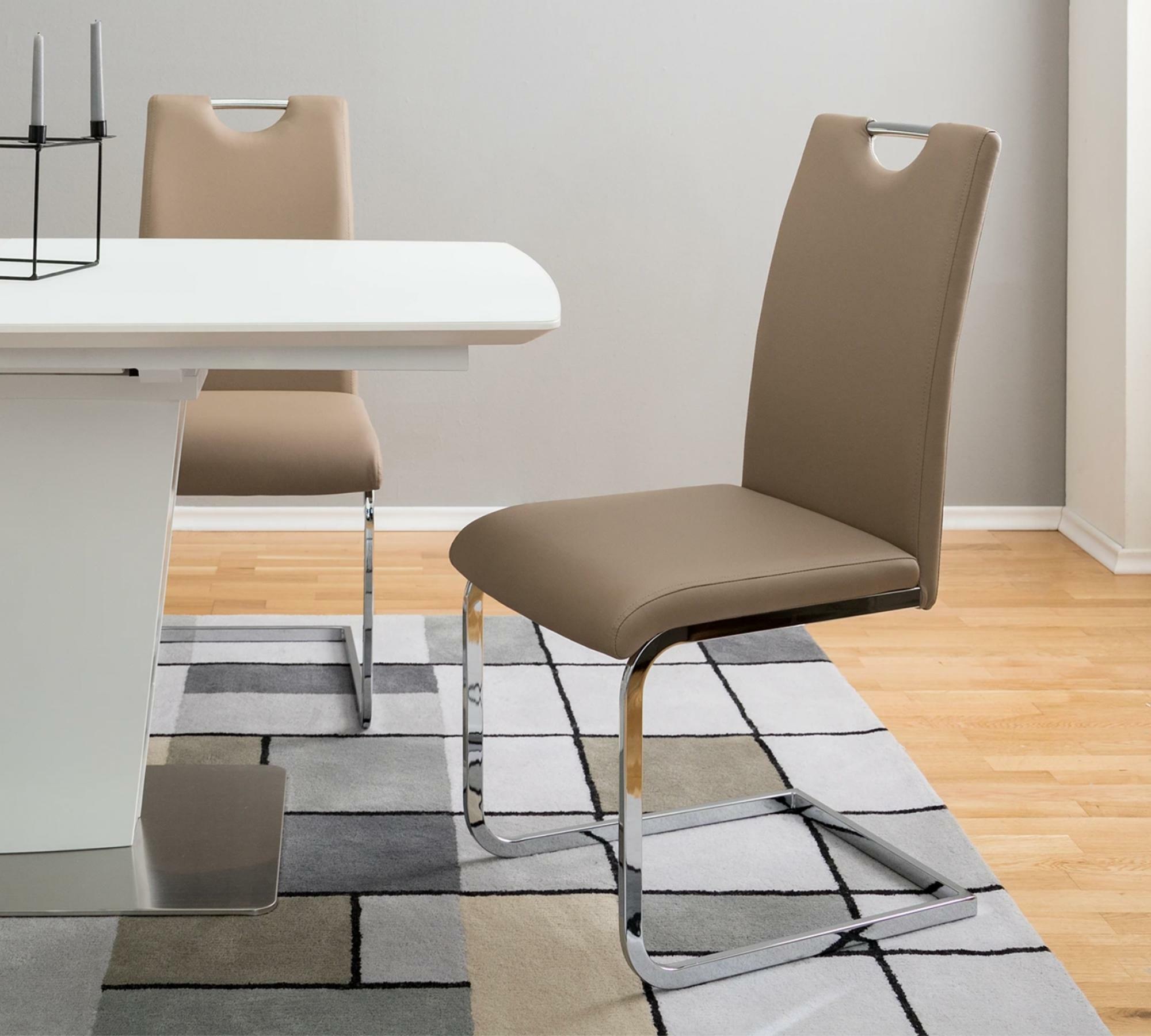 2x Freischwinger mit Griff Kunstleder Beige  6