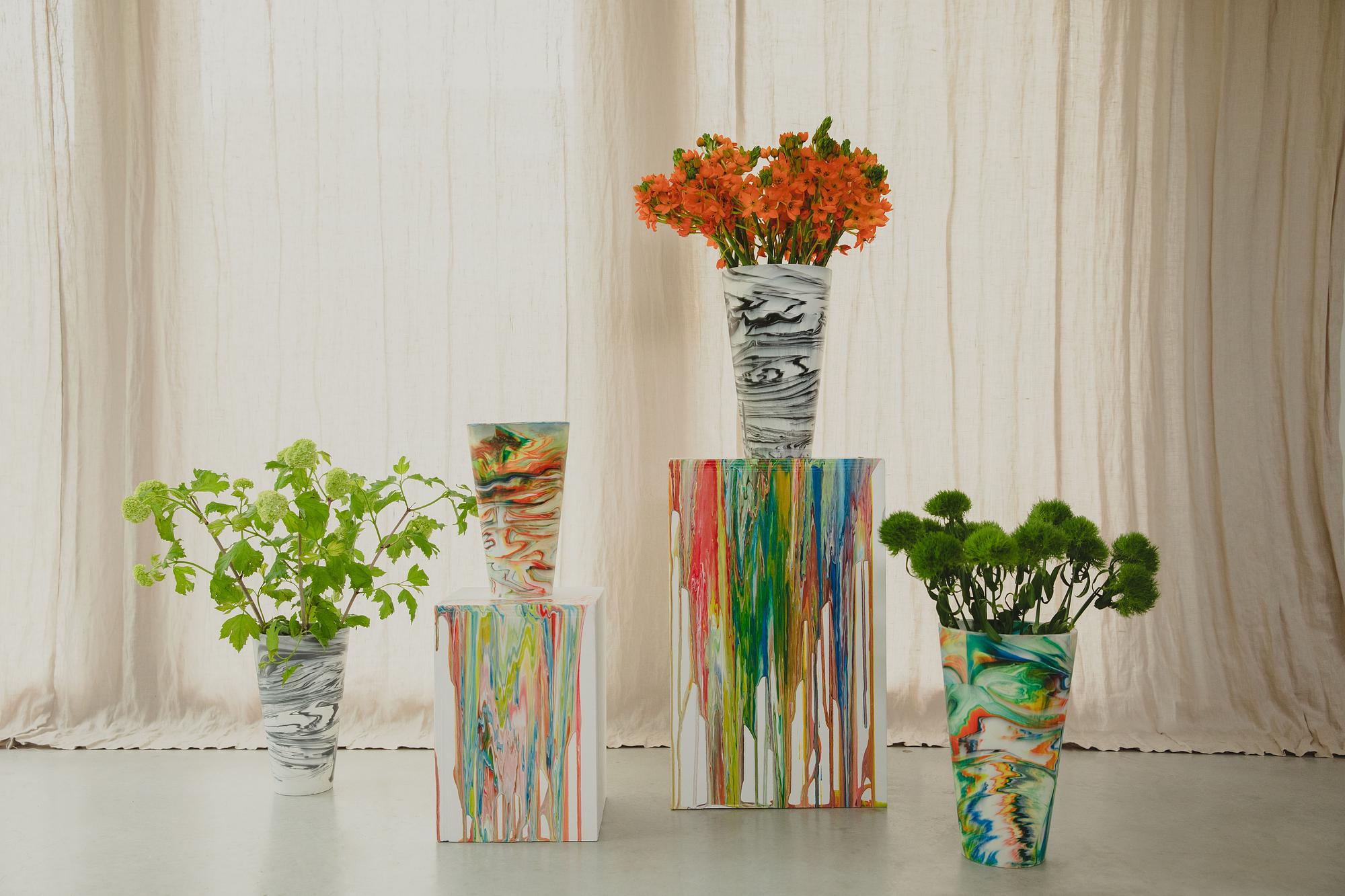 Conic Vase Kunststoff Grau 4