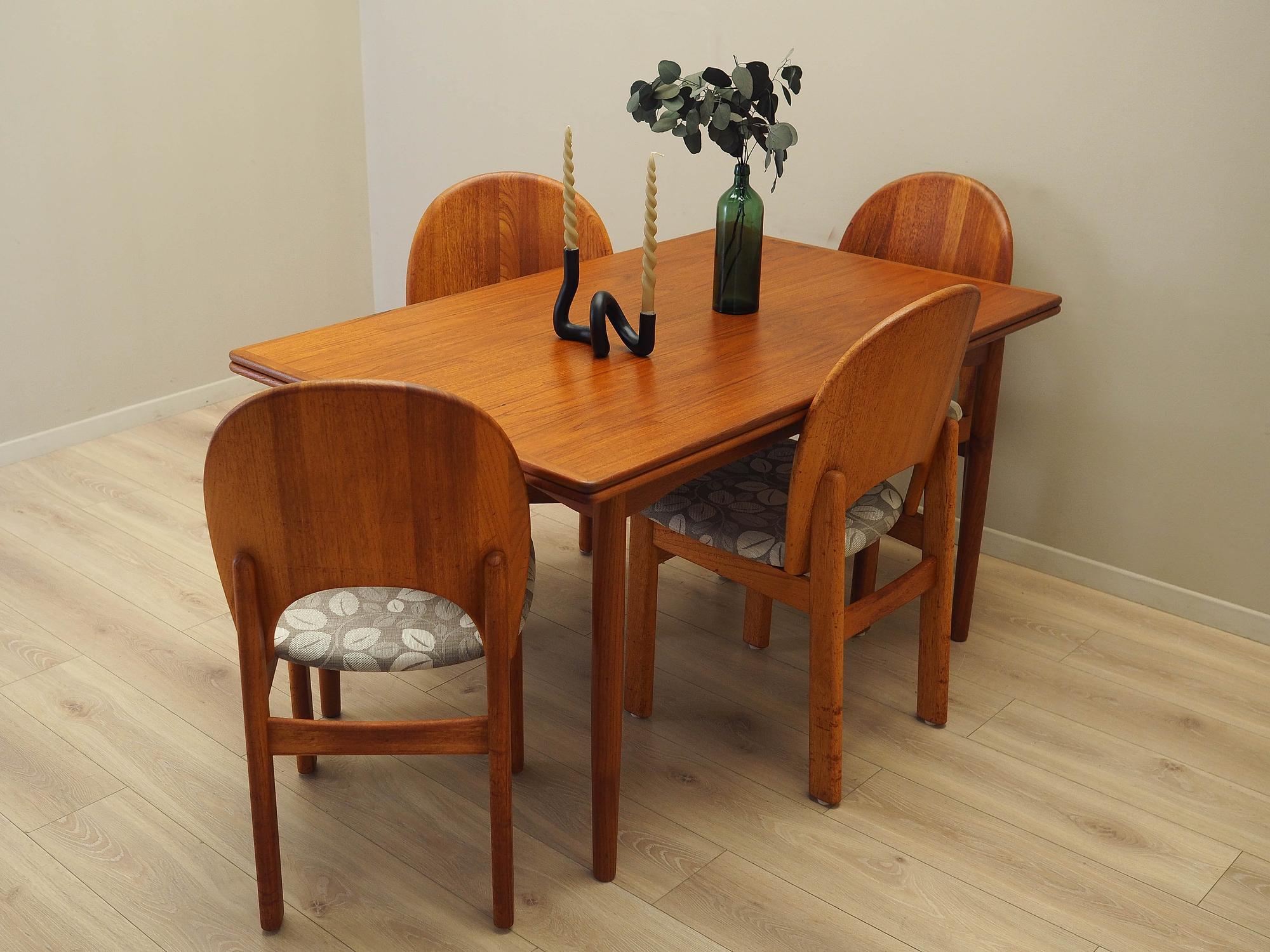 Teak wood chairs set of 4 Light brown 1960s 2